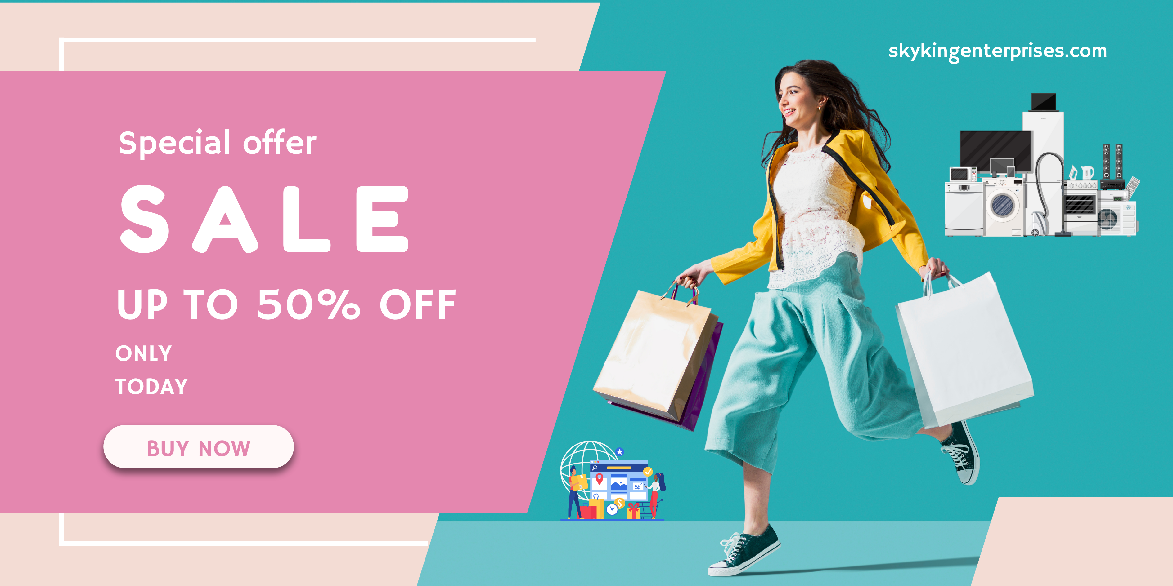 Blue Pink Modern Special Offer Sale Banner