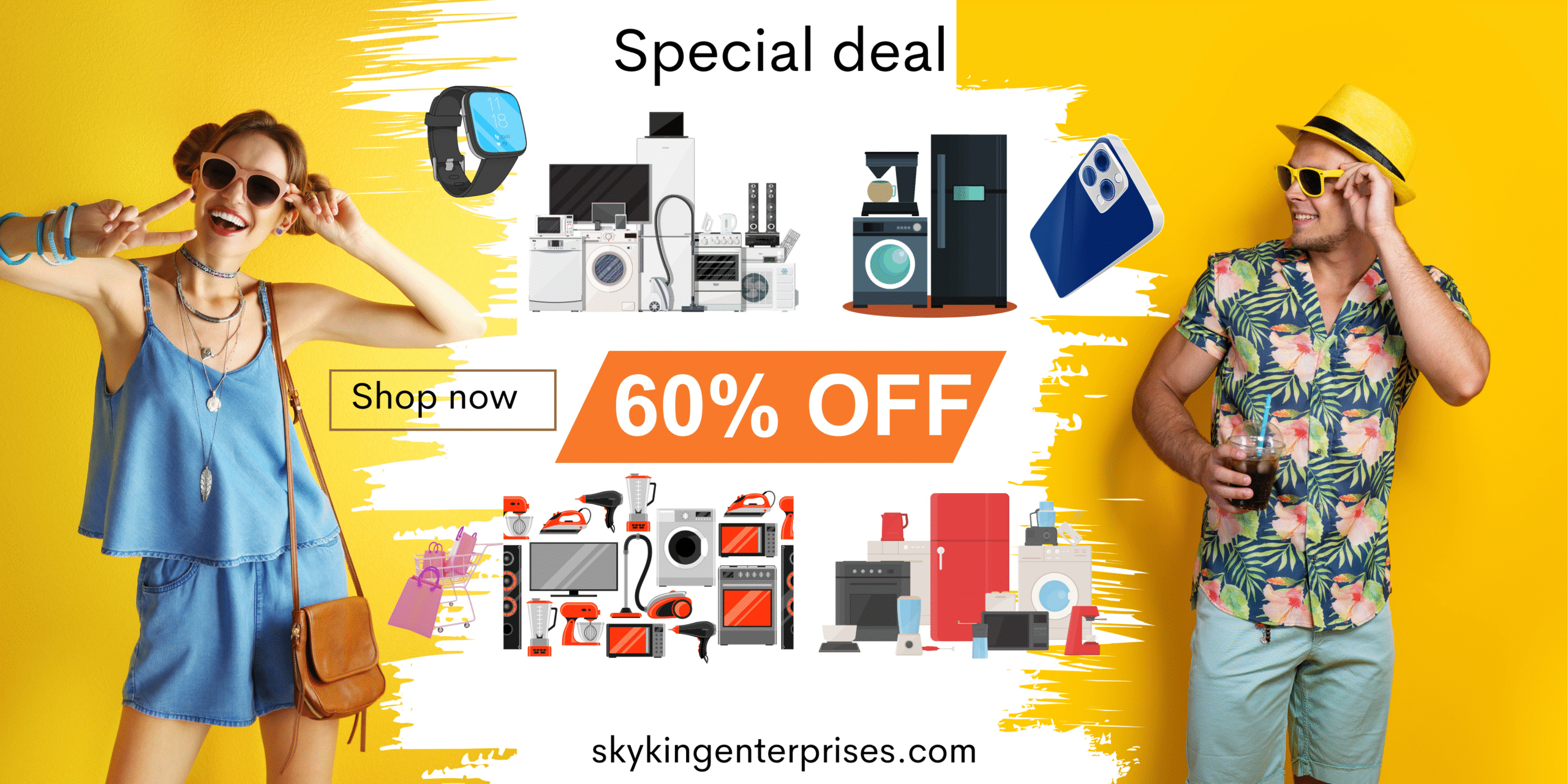 Yellow White Modern Special Discount Banner